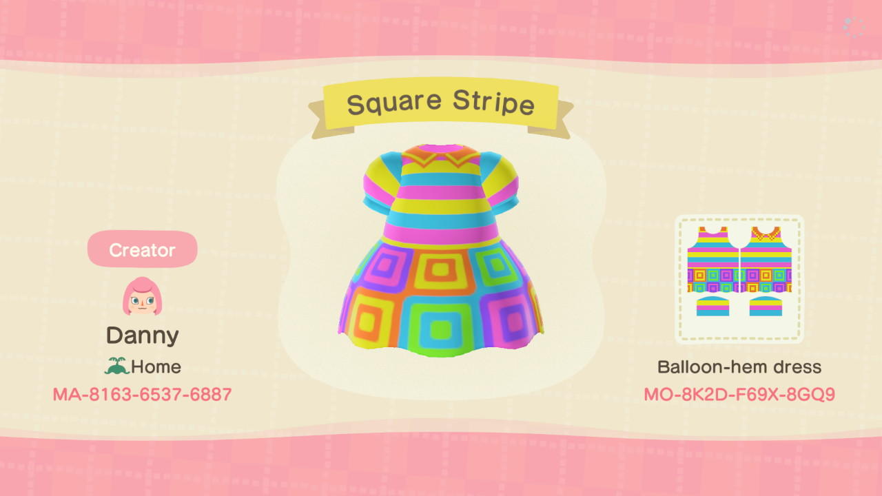 Animal Crossing Design Code: MO-8K2D-F69X-8GQ9 Square Stripe