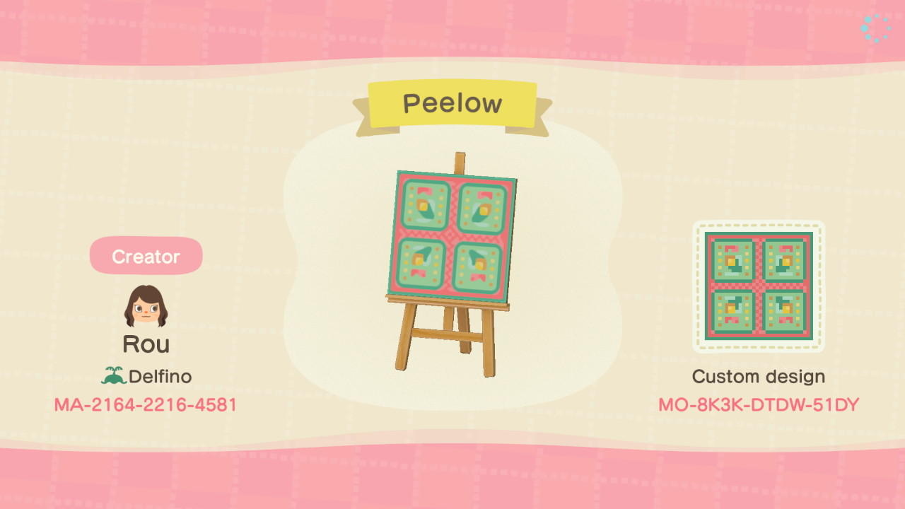 Animal Crossing Design Code: MO-8K3K-DTDW-51DY Pink n Green Pillow