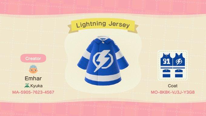 Animal Crossing Design Code: MO-8K8K-VJ3J-Y3G8 Lightning Jersey