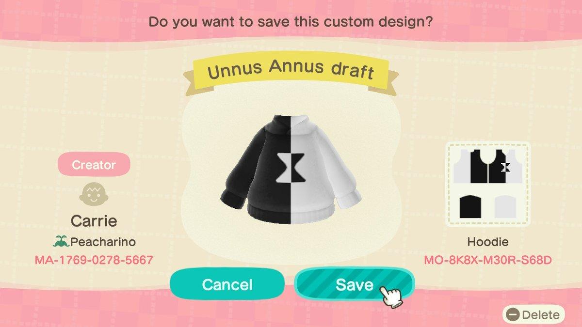 Animal Crossing Design Code: MO-8K8X-M30R-S68D Unus Annus Draft
