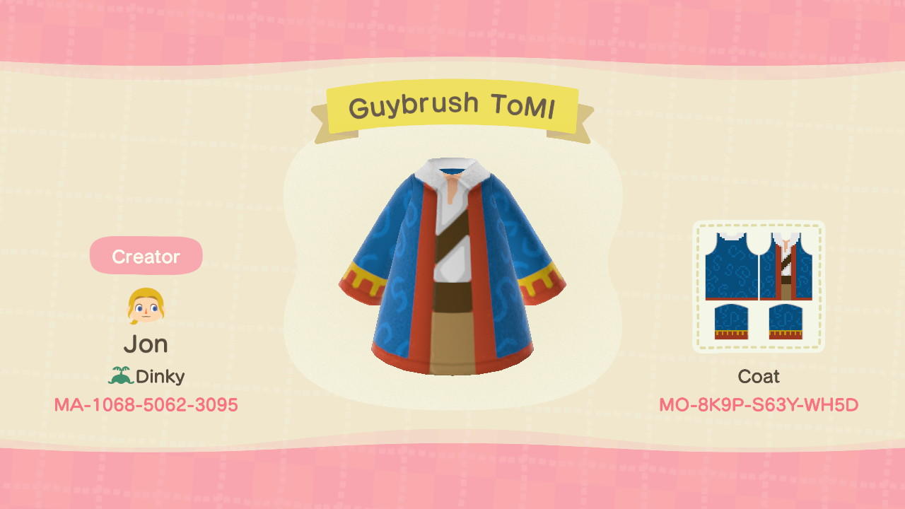 Animal Crossing Design Code: MO-8K9P-S63Y-WH5D Guybrush ToMI