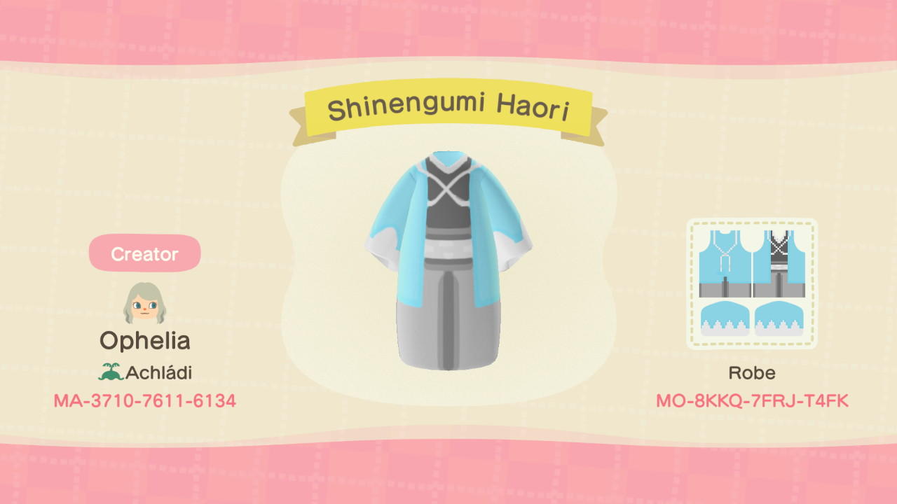 Animal Crossing Design Code: MO-8KKQ-7FRJ-T4FK Shinengumi Haori