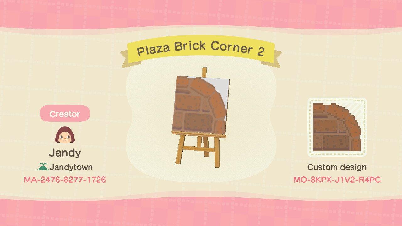 Animal Crossing Design Code: MO-8KPX-J1V2-4RPC Plaza Brick Corner 2