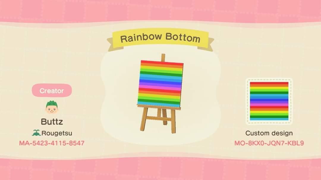Animal Crossing Design Code: MO-8KX0-JQN7-KBL9 Rainbow Bottom
