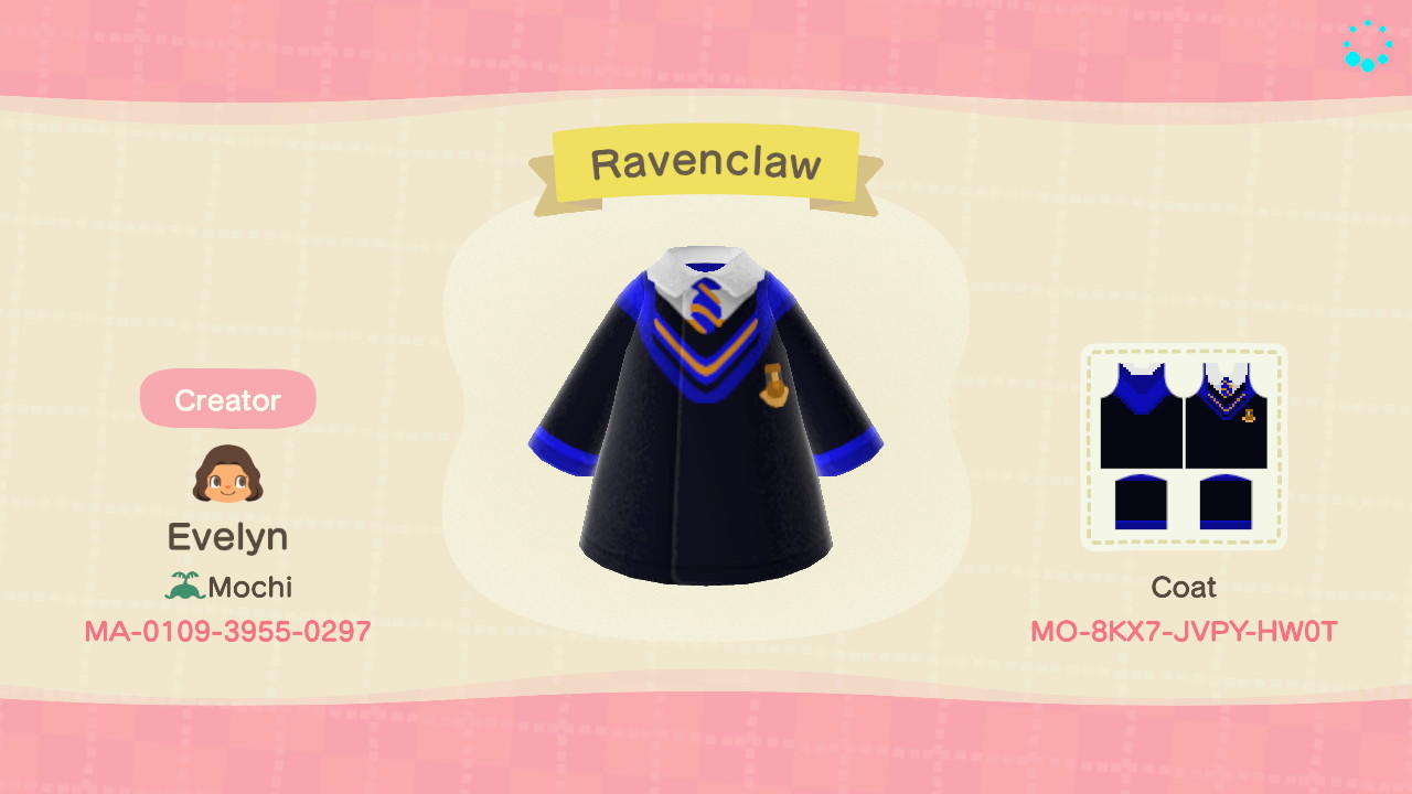 Animal Crossing Design Code: MO-8KX7-JVPY-HW0T Ravenclaw