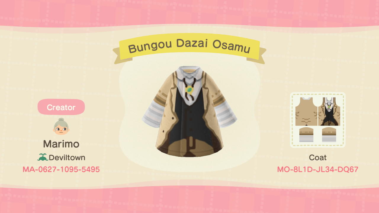 Animal Crossing Design Code: MO-8L1D-JL34-DQ67 Bungou BSD Dazai