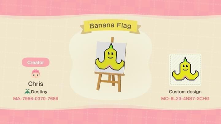 Animal Crossing Design Code: MO-8L23-4NS7-XCHG Banana