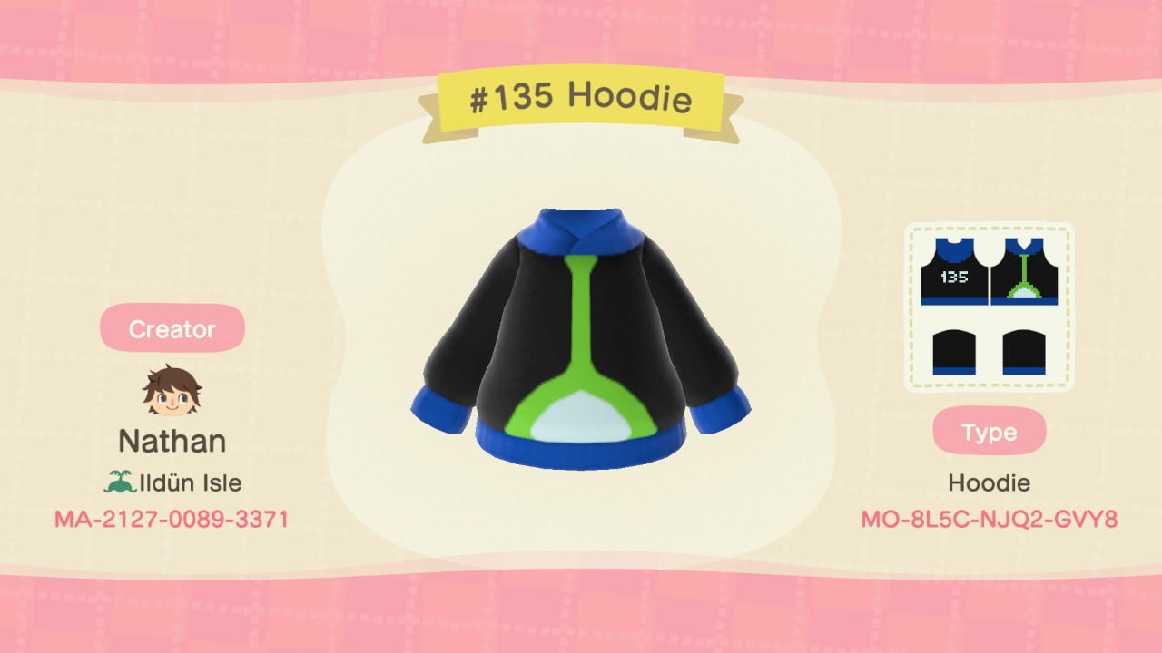Animal Crossing Design Code: MO-8L5C-NJQ2-GVY8 Jolteon Hoodie