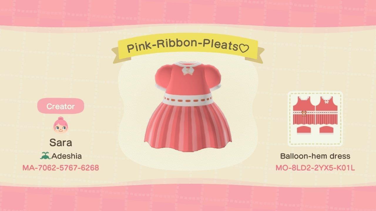 Animal Crossing Design Code: MO-8LD2-2YX5-K01L Pink Ribbon Pleats