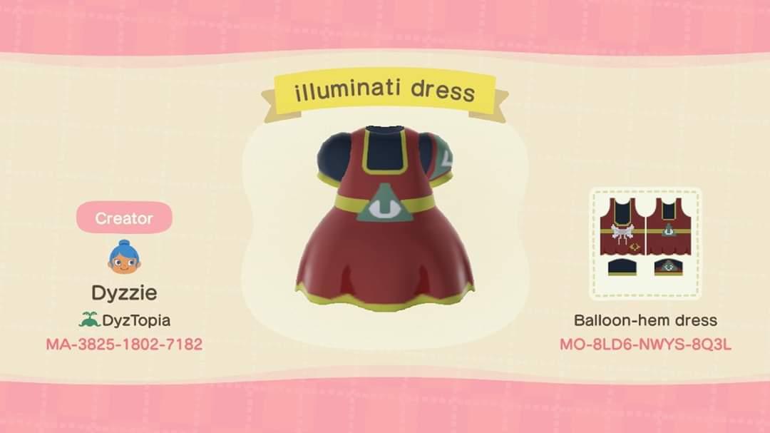 Animal Crossing Design Code: MO-8LD6-NWYS-8Q3L Illuminati Dress