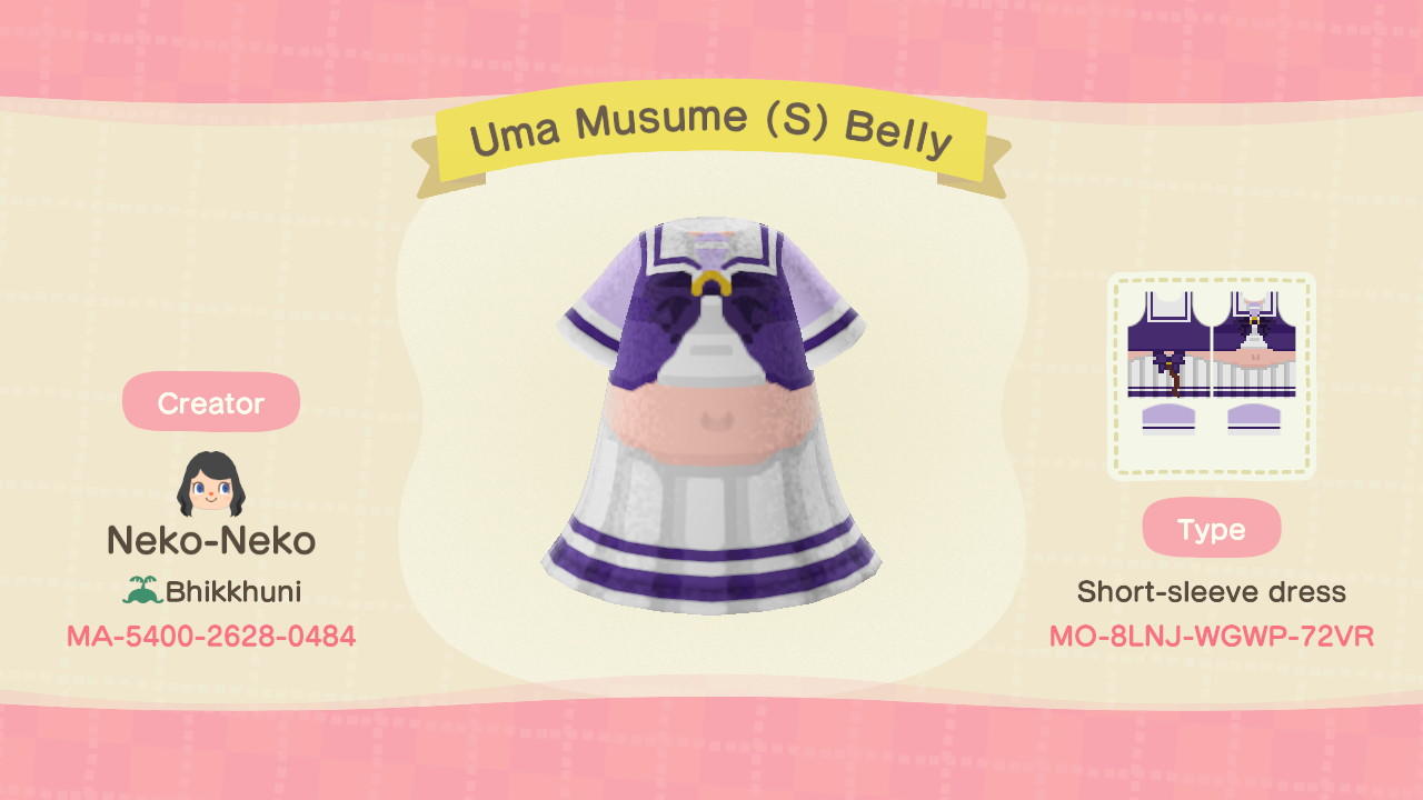 Animal Crossing Design Code: MO-8LNJ-WGWP-72VR Uma Musume (S) Belly