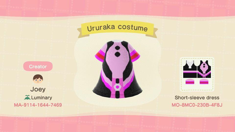 Animal Crossing Design Code: MO-8MC0-230B-4F8J Ururaka Costume