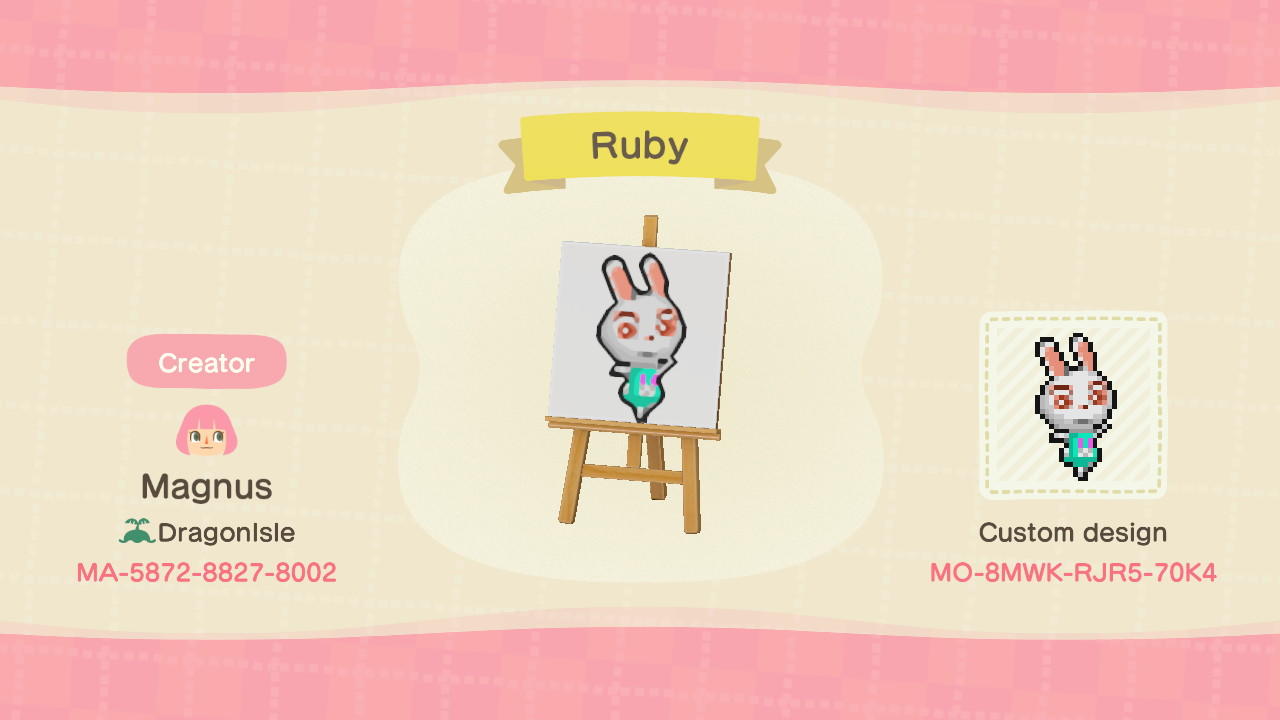 Animal Crossing Design Code: MO-8MWK-RJR5-70K4 Ruby Signpost