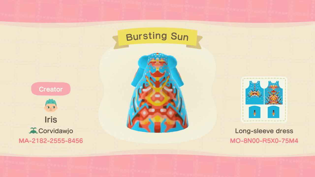 Animal Crossing Design Code: MO-8N00-R5X0-75M4 Bursting Sun