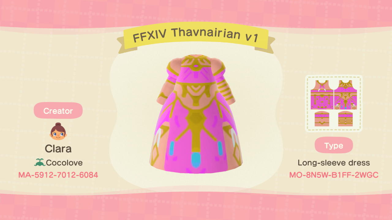 Animal Crossing Design Code: MO-8N5W-B1FF-2WGC FFXIV Thavnairian v1