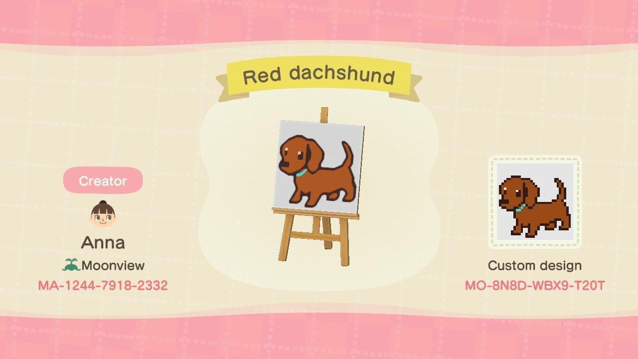 Animal Crossing Design Code: MO-8N8D-WBX9-T20T Red dachshund