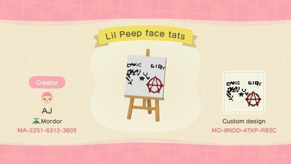 Animal Crossing Design Code: MO-8NDD-4TKP-R83C Lil Peep face tats