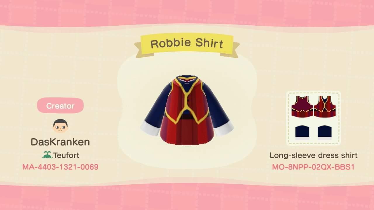 Animal Crossing Design Code: MO-8NPP-02QX-BBS1 Robbie Shirt
