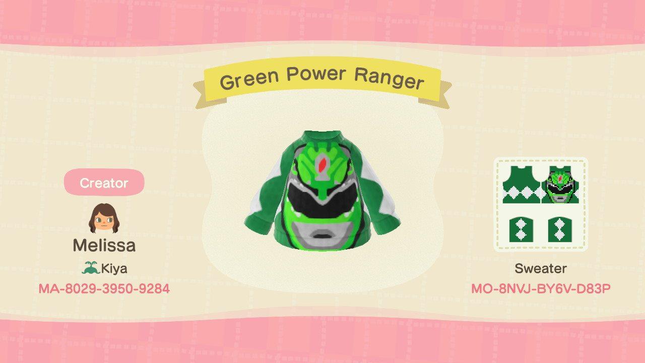 Animal Crossing Design Code: MO-8NVJ-BY6V-D83P Green Power Ranger