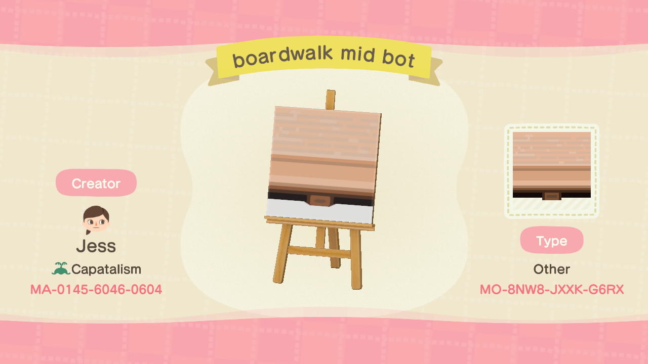 Animal Crossing Design Code: MO-8NW8-JXXK-G6RX boardwalk mid bot
