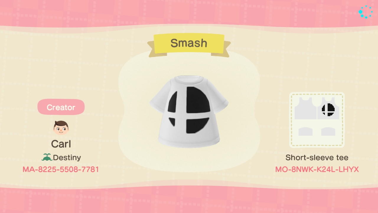 Animal Crossing Design Code: MO-8NWK-K24L-LHYX Smash