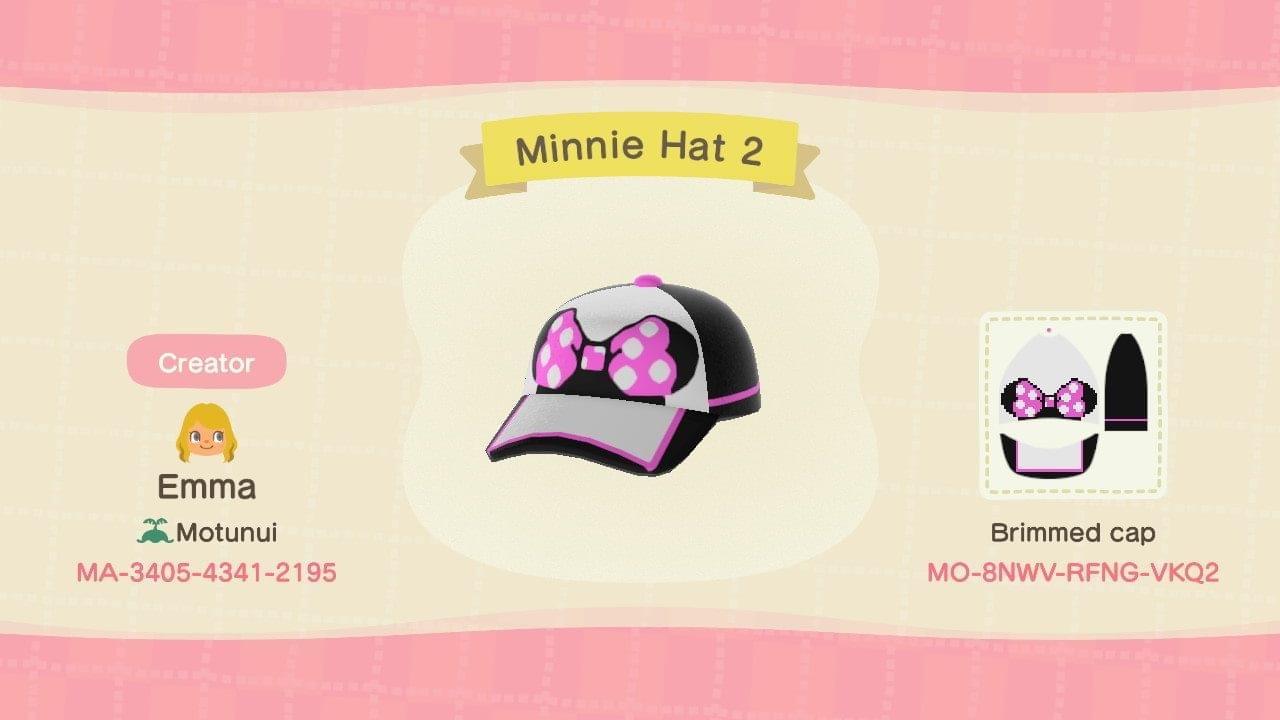 Animal Crossing Design Code: MO-8NWV-RFNG-VKQ2 Minnie Hat 2