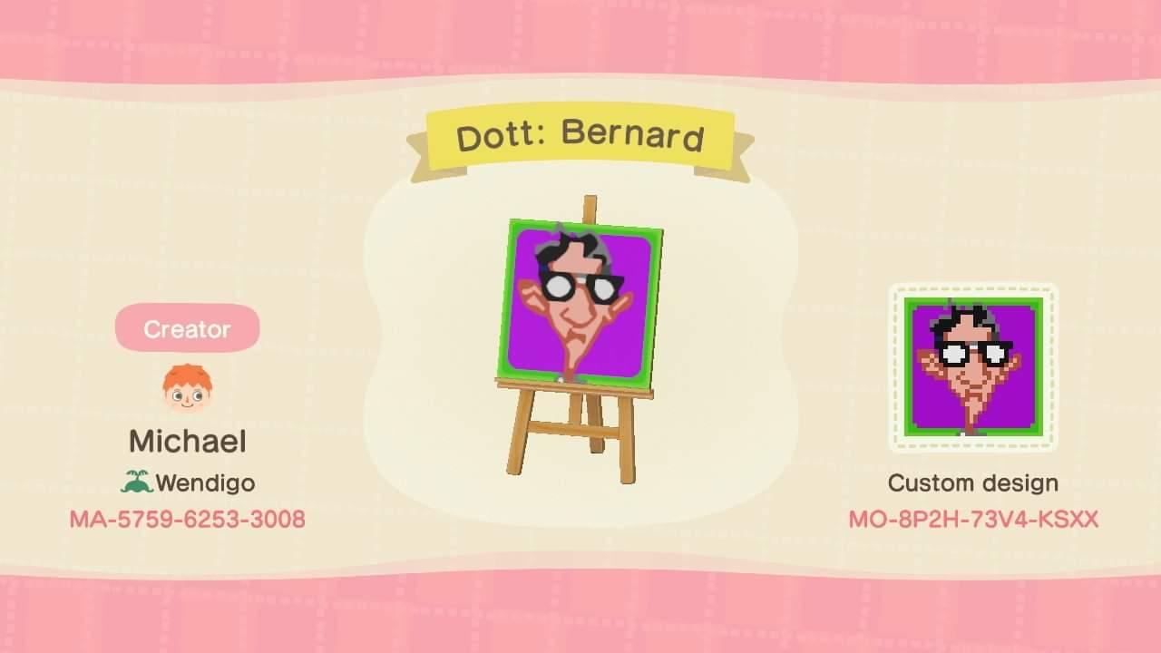 Animal Crossing Design Code: MO-8P2H-73V4-KSXX Dott: Bernard