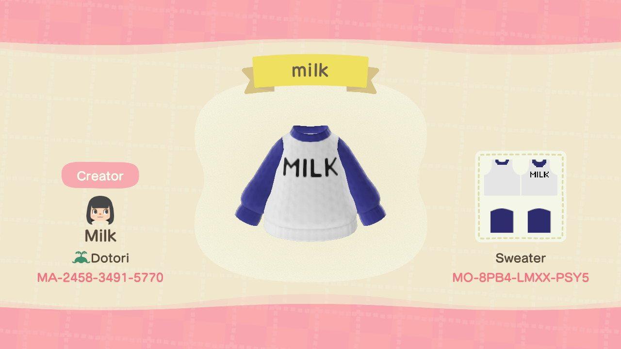 Animal Crossing Design Code: MO-8PB4-LMXX-PSY5 milk