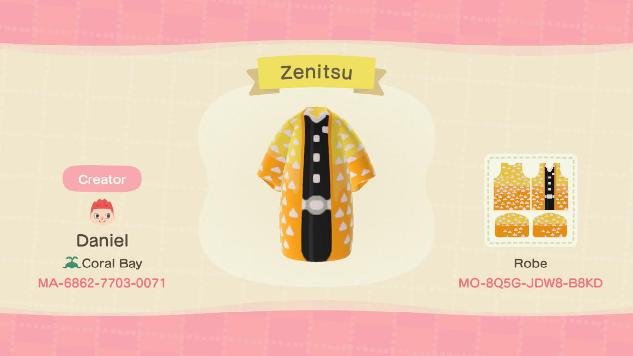 Animal Crossing Design Code: MO-8Q5G-JDW8-B8KD Zenitsu