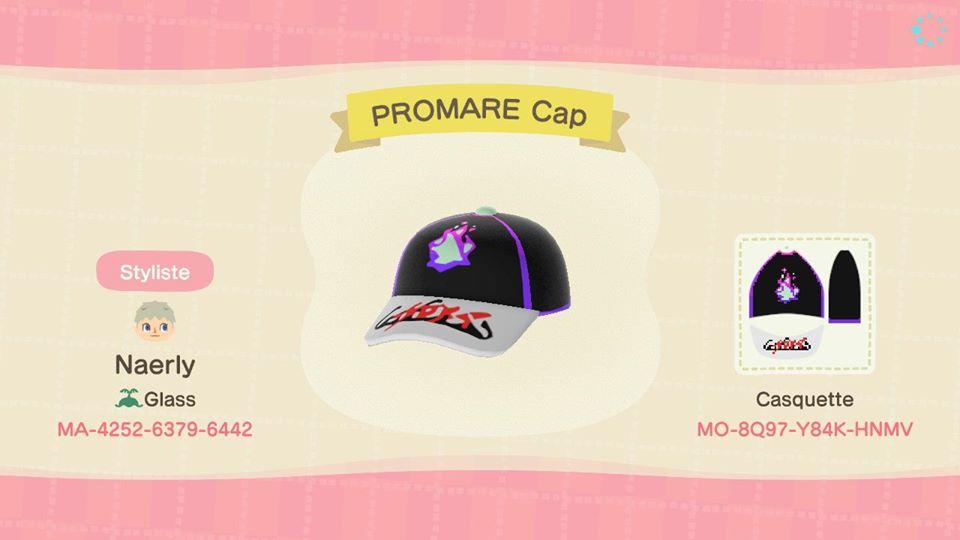 Animal Crossing Design Code: MO-8Q97-Y84K-HNMV PROMARE Cap