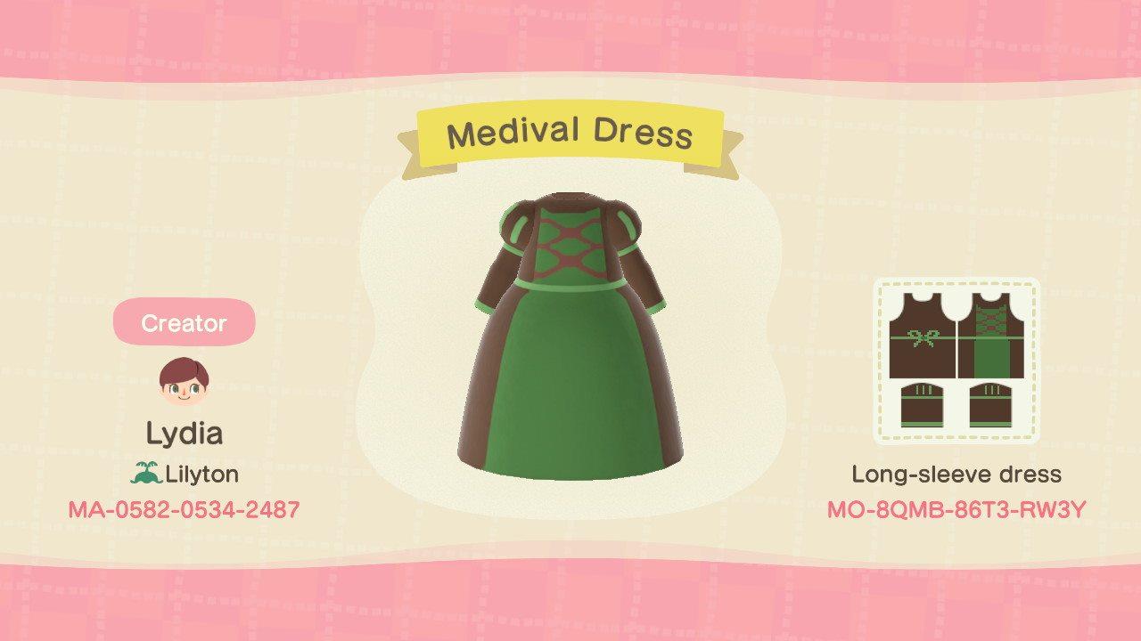 Animal Crossing Design Code: MO-8QMB-86T3-RW3Y Medieval Dress