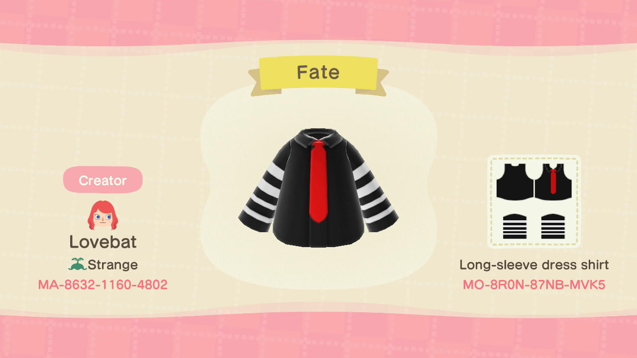 Animal Crossing Design Code: MO-8R0N-87NB-MVK5 Fate Shirt