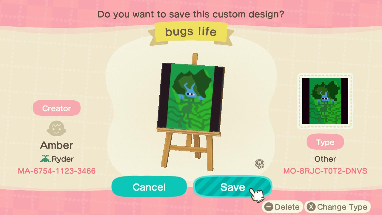 Animal Crossing Design Code: MO-8RJC-T0T2-DNVS Bug's Life Poster