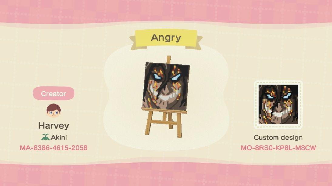 Animal Crossing Design Code: MO-8RS0-KP8L-M8CW Angry