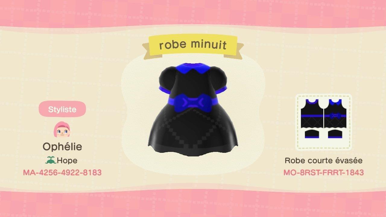 Animal Crossing Design Code: MO-8RST-FRRT-1843 Robe minuit