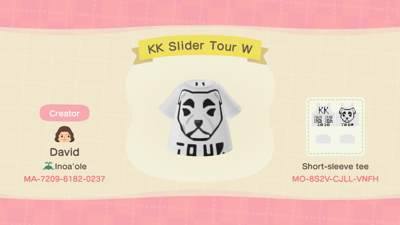 Animal Crossing Design Code: MO-8S2V-CJLL-VNFH KK Slider Tour