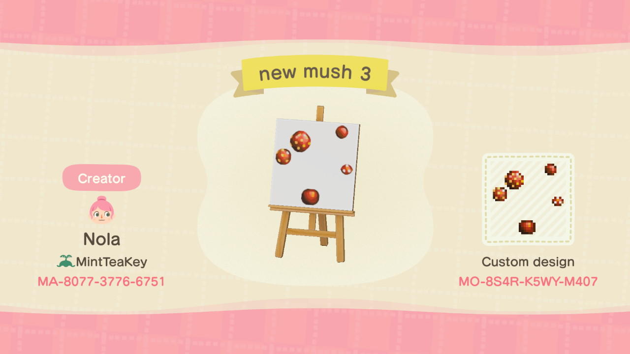 Animal Crossing Design Code: MO-8S4R-K5WY-M407 New mush 3