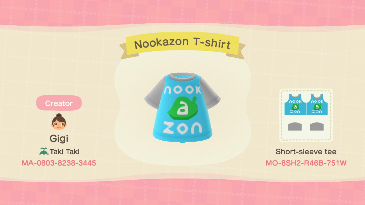 Animal Crossing Design Code: MO-8SH2-R46B-751W Nookazon T-Shirt