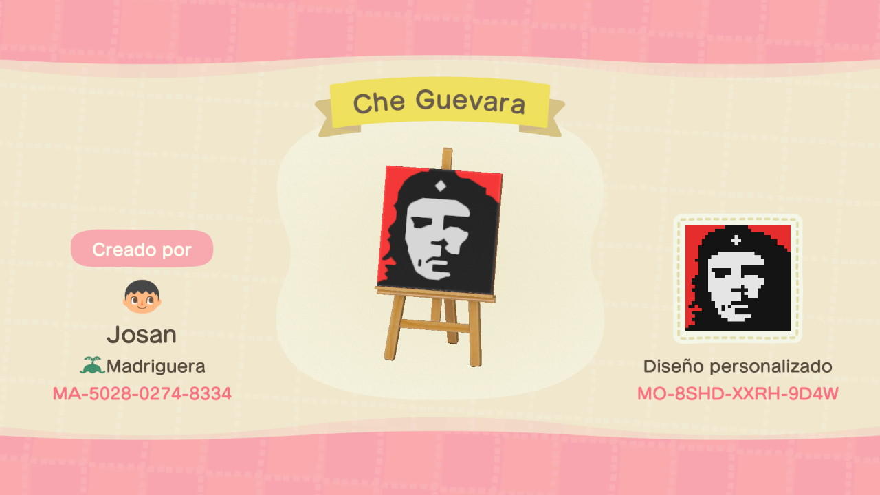 Animal Crossing Design Code: MO-8SHD-XXRH-9D4W Che Guevara