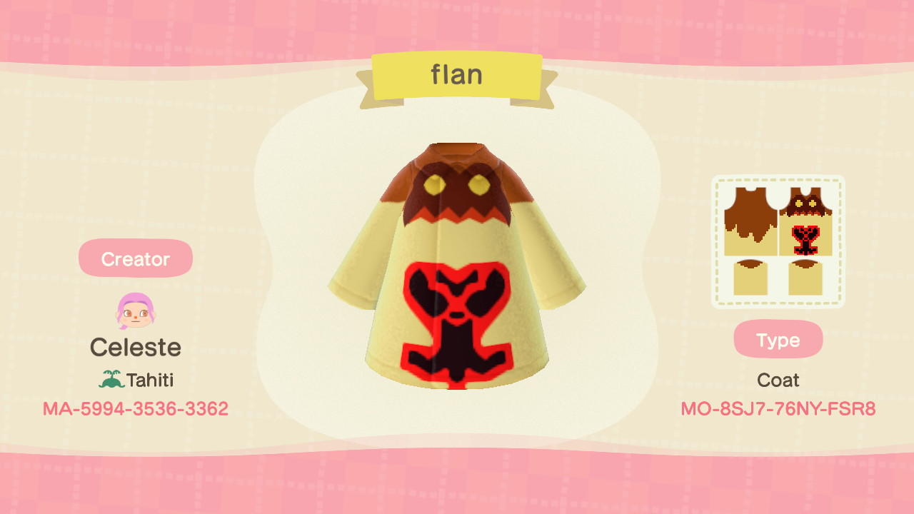Animal Crossing Design Code: MO-8SJ7-76NY-FSR8 Flan