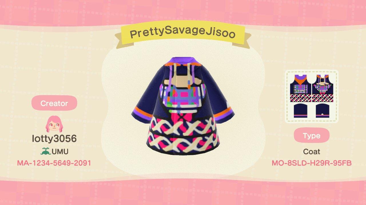 Animal Crossing Design Code: MO-8SLD-H29R-95FB Pretty Savage Jisoo