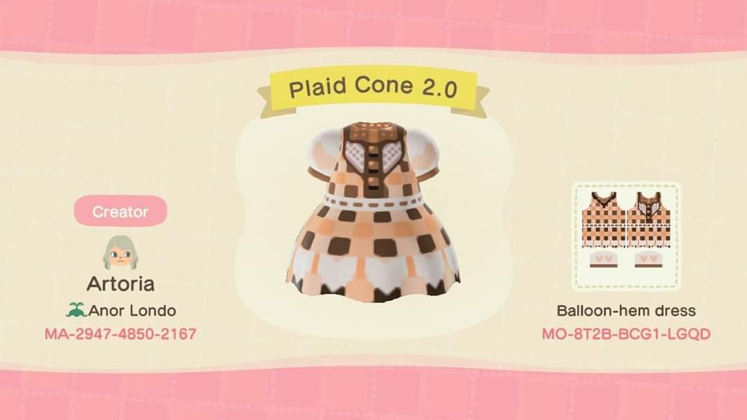 Animal Crossing Design Code: MO-8T2B-BCG1-LGQD Plaid Cone 2.0