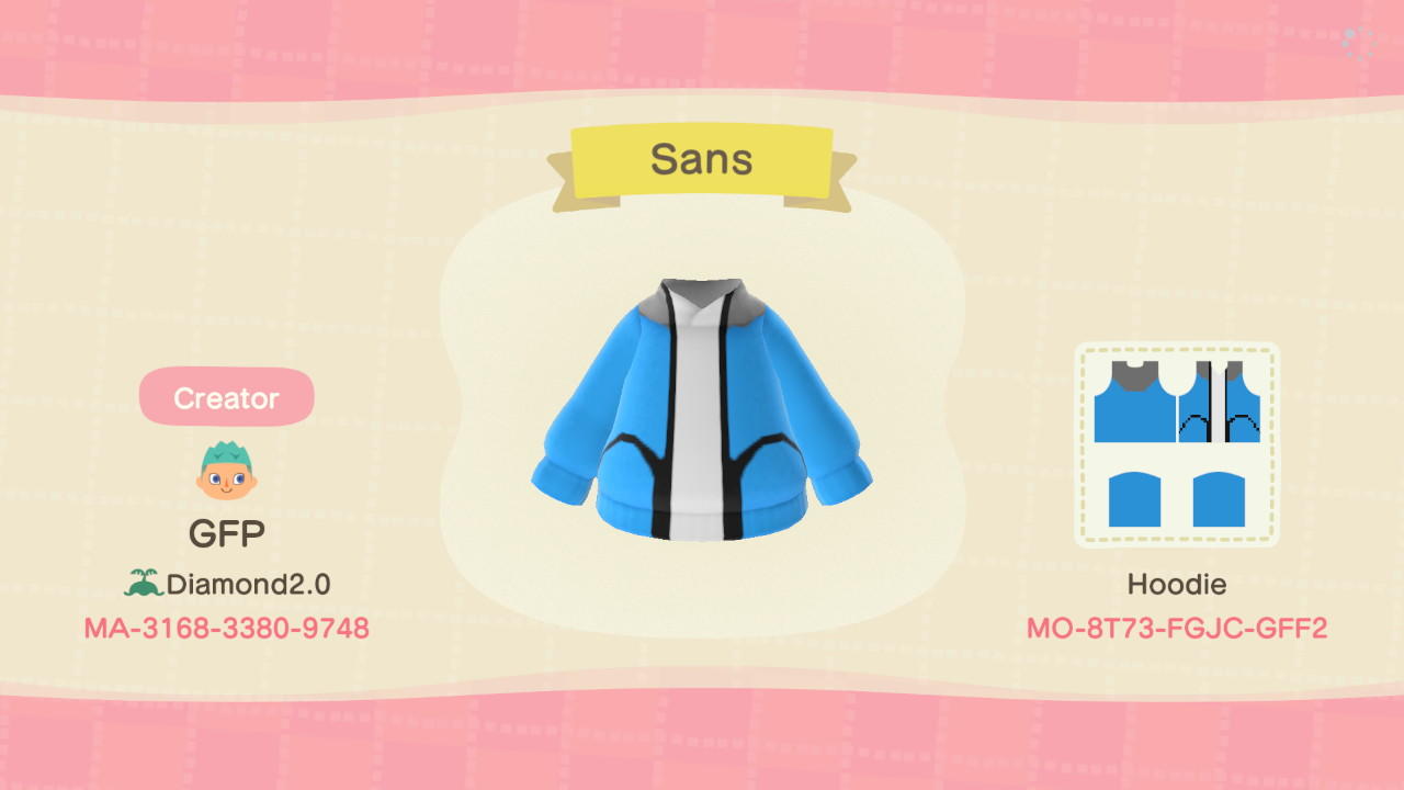 Animal Crossing Design Code: MO-8T73-FGJC-GFF2 Sans