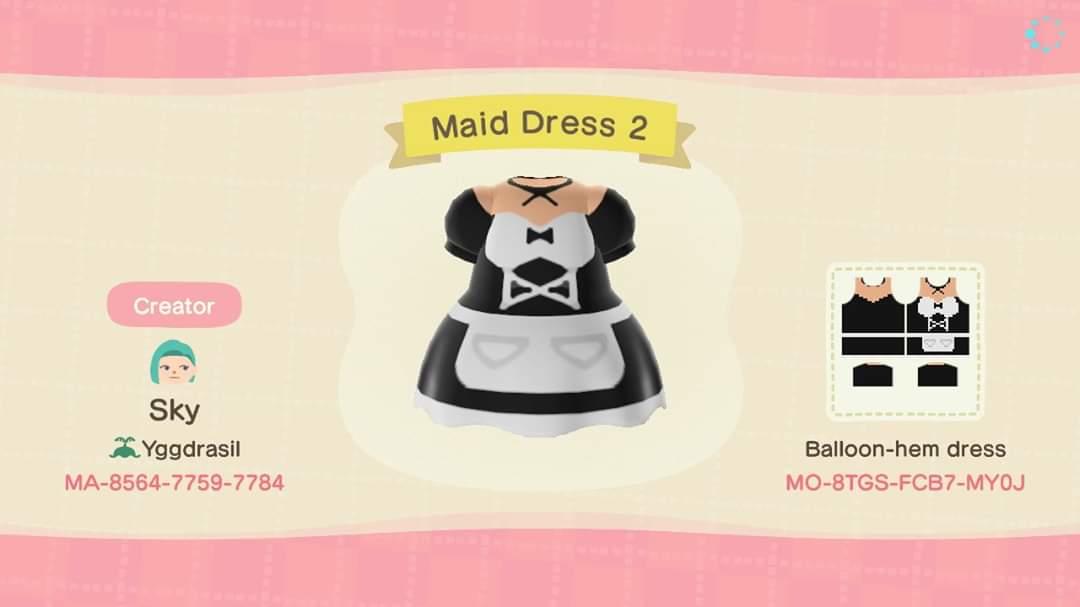 Animal Crossing Design Code: MO-8TGS-FCB7-MY0J Maid Dress 2