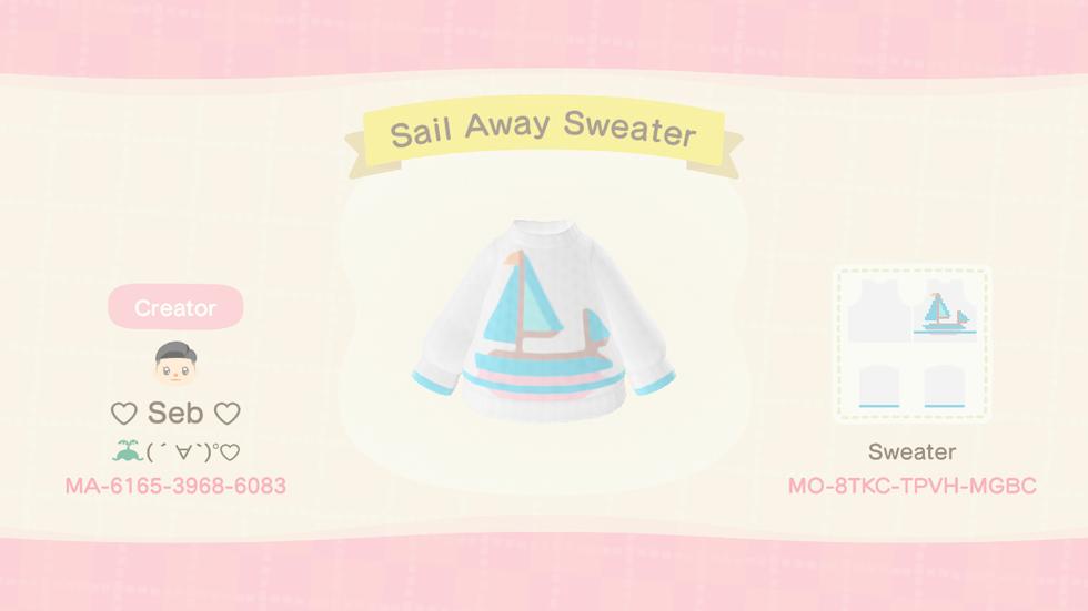 Animal Crossing Design Code: MO-8TKC-TPVH-MGBC Sail Away Sweater