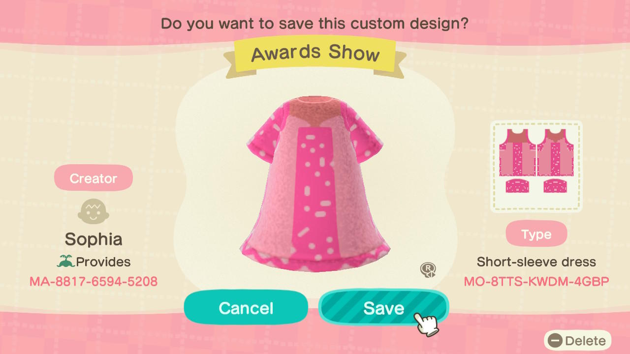 Animal Crossing Design Code: MO-8TTS-KWDM-4GBP Awards Show