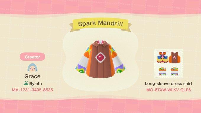 Animal Crossing Design Code: MO-8TXW-WLKV-QLF6 Spark Mandrill