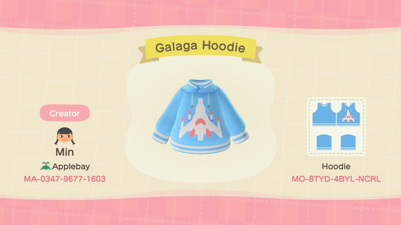 Animal Crossing Design Code: MO-8TYD-4BYL-NCRL Galaga Hoodie