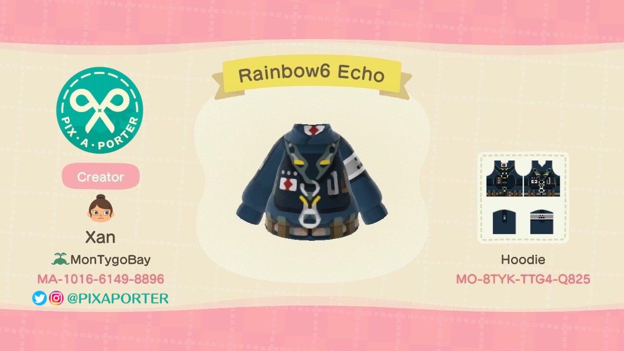 Animal Crossing Design Code: MO-8TYK-TTG4-Q825 Rainbow6 Echo
