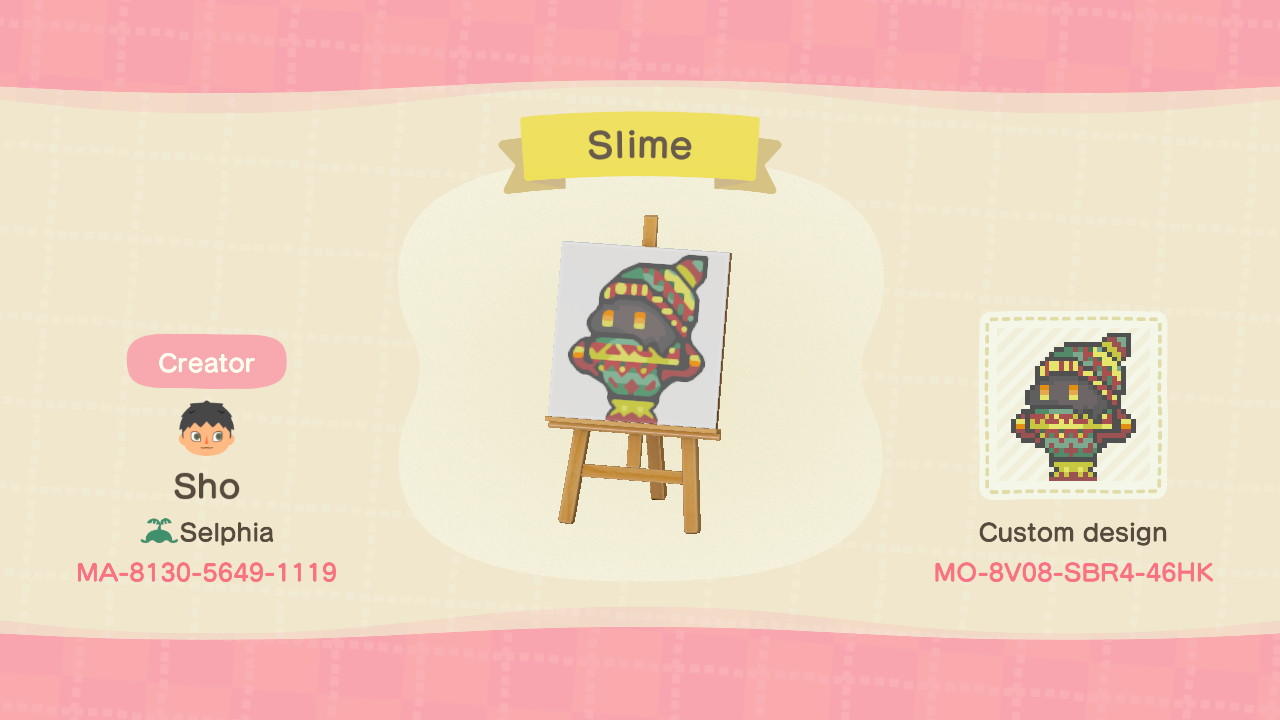 Animal Crossing Design Code: MO-8V08-SBR4-46HK Slime (GBF)